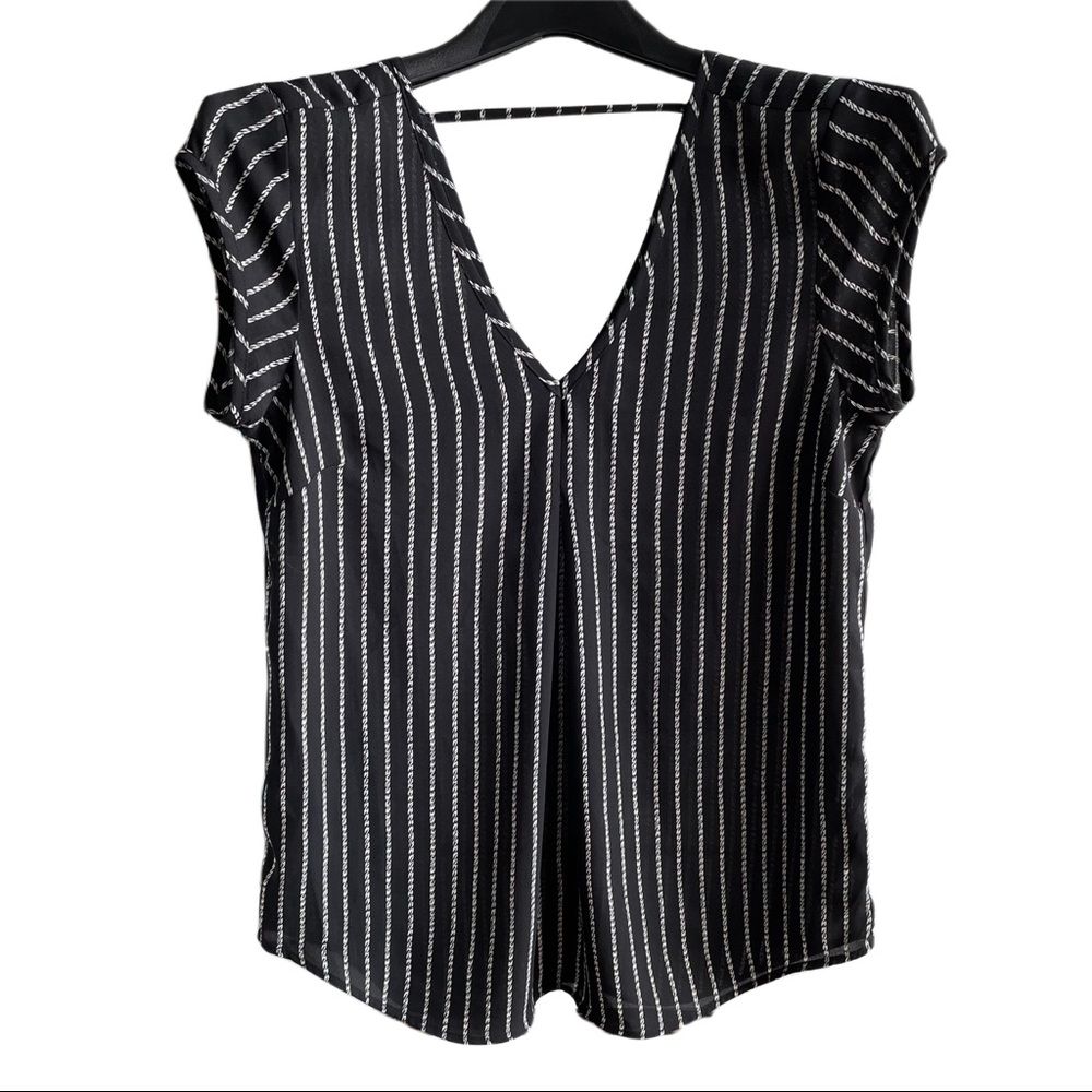 NORDSTROM HALOGEN Black Pinstripe Blouse